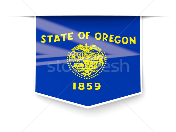 Oregon vlag vierkante label schaduw Verenigde Staten Stockfoto © MikhailMishchenko