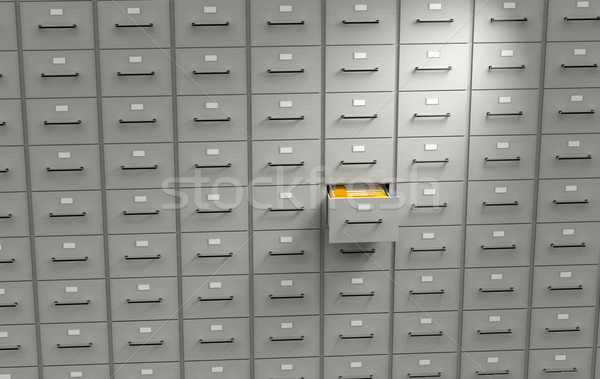 Stock photo: Archive cabinet with open drawer