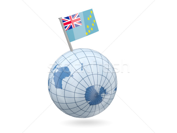 Wereldbol vlag Tuvalu Blauw geïsoleerd witte Stockfoto © MikhailMishchenko