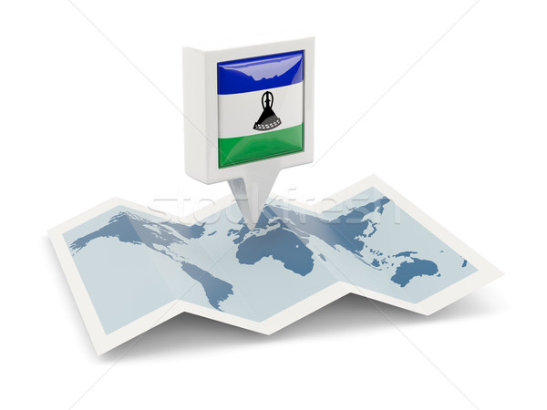 Square pin with flag of lesotho on the map Stock photo © MikhailMishchenko