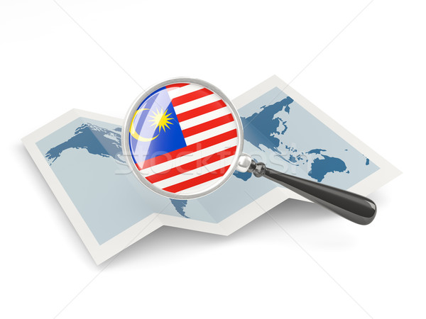 Magnified flag of malaysia with map Stock photo © MikhailMishchenko
