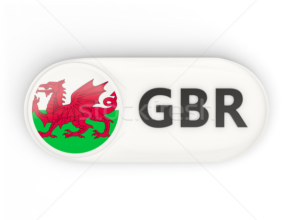 Stock photo: Round icon with flag of wales