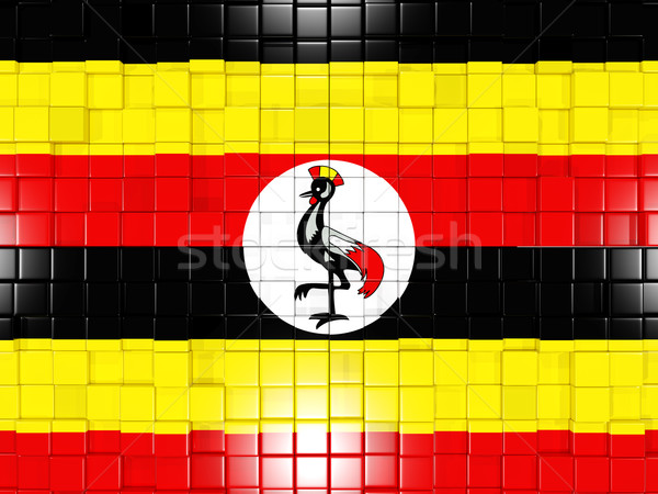Background with square parts. Flag of uganda. 3D illustration Stock photo © MikhailMishchenko