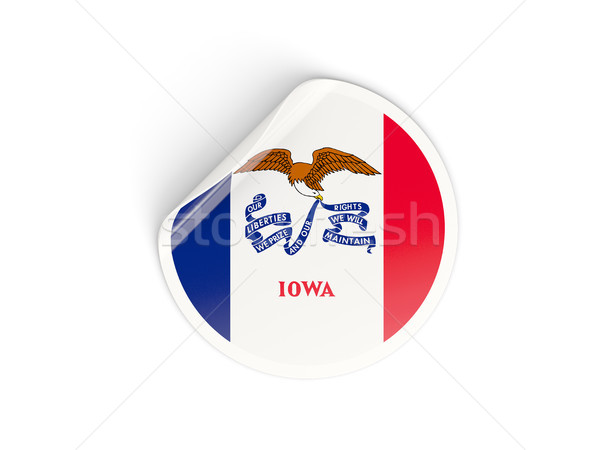 Stock photo: Flag of iowa, US state round sticker