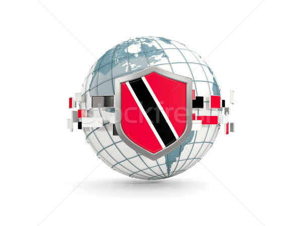 Globe and shield with flag of trinidad and tobago isolated on wh Stock photo © MikhailMishchenko