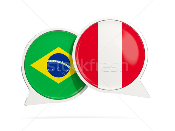 Foto stock: Conversar · bubbles · Brasil · Peru · isolado · branco