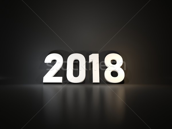 White 2018 New Year symbol over black background Stock photo © MikhailMishchenko