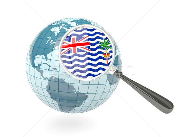 Magnified flag of british indian ocean territory with blue globe Stock photo © MikhailMishchenko