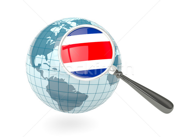Foto stock: Bandeira · Costa · Rica · azul · globo · isolado