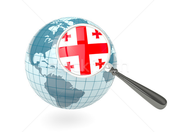 Stock photo: Magnified flag of georgia with blue globe