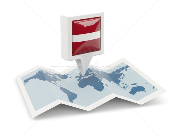Square pin with flag of latvia on the map Stock photo © MikhailMishchenko