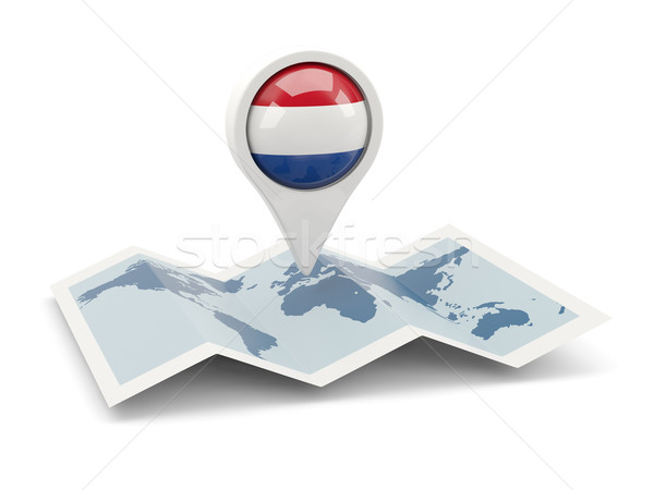 Pin bandiera Paesi Bassi mappa viaggio bianco Foto d'archivio © MikhailMishchenko