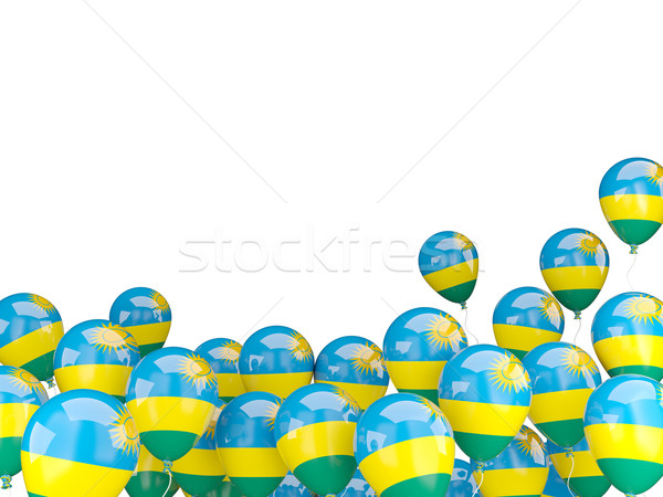 Pływające balony banderą Rwanda odizolowany biały Zdjęcia stock © MikhailMishchenko