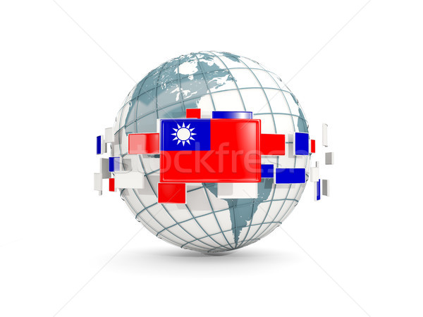 Globe with flag of taiwan isolated on white Stock photo © MikhailMishchenko
