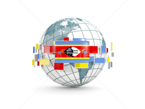 Stock photo: Globe with flag of swaziland isolated on white