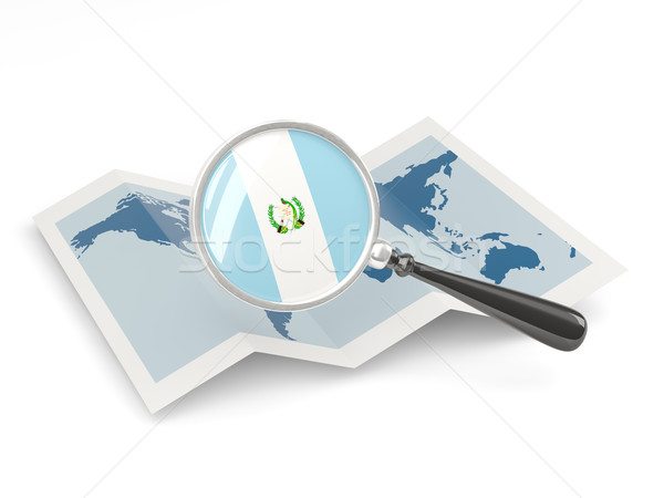 Stock photo: Magnified flag of guatemala with map