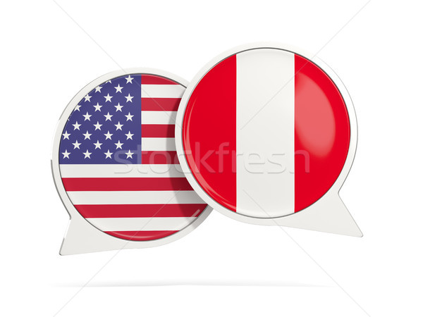 Chat bubbles of USA and Peru isolated on white Stock photo © MikhailMishchenko