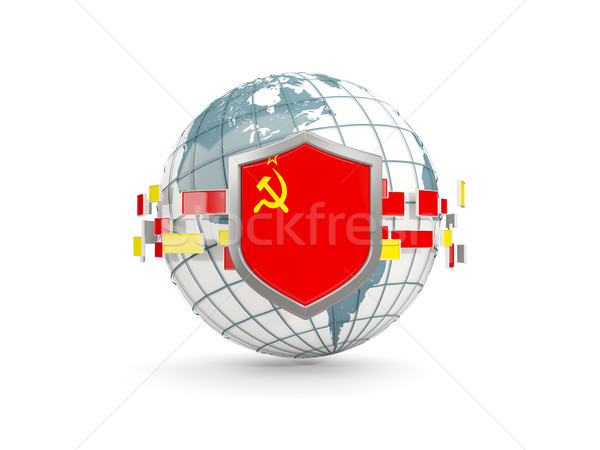 Globe and shield with flag of ussr isolated on white Stock photo © MikhailMishchenko