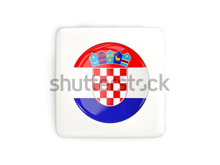 Stockfoto: Sticker · vlag · Kroatië · geïsoleerd · witte · reizen