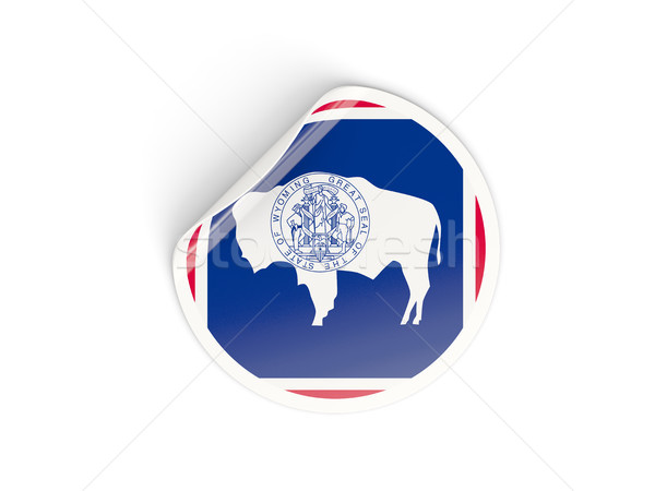 Flag of wyoming, US state round sticker Stock photo © MikhailMishchenko