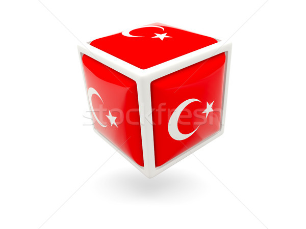 Stockfoto: Vlag · Turkije · kubus · icon · geïsoleerd · witte