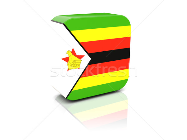 Vierkante icon vlag Zimbabwe reflectie witte Stockfoto © MikhailMishchenko
