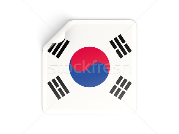 Piazza adesivo bandiera Corea del Sud isolato bianco Foto d'archivio © MikhailMishchenko