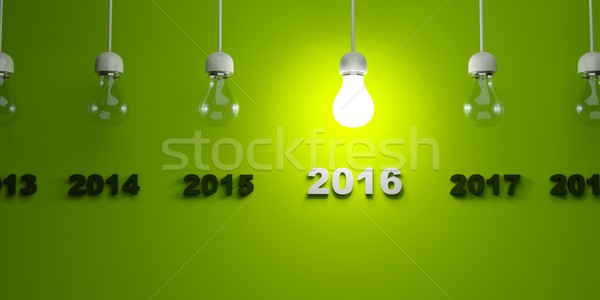 Foto stock: 2016 · ano · novo · assinar · dentro · lâmpadas · tecnologia