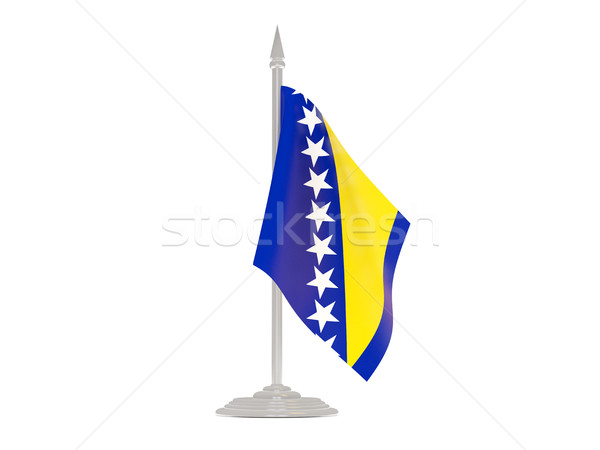 Zászló Bosznia és Hercegovina zászlórúd 3d render izolált fehér Stock fotó © MikhailMishchenko