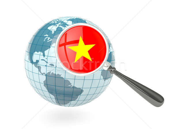Magnified flag of vietnam with blue globe Stock photo © MikhailMishchenko