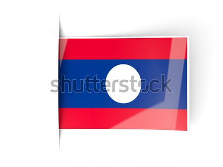 Praça etiqueta bandeira Laos isolado branco Foto stock © MikhailMishchenko