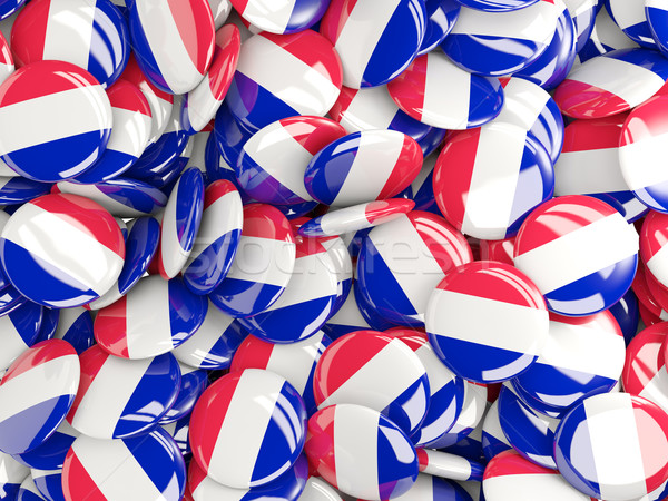 Background With Round Pins With Flag Of France Stock Photo