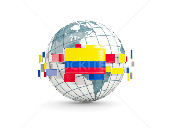 Stock foto: Welt · Flagge · isoliert · weiß · 3D-Darstellung · Karte