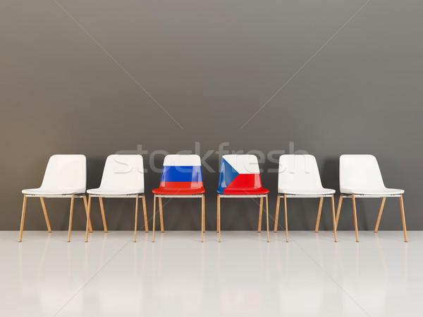 Chairs with flag of Russia and czech republic Stock photo © MikhailMishchenko