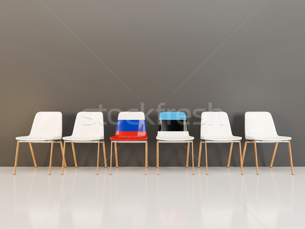 Chairs with flag of Russia and estonia Stock photo © MikhailMishchenko