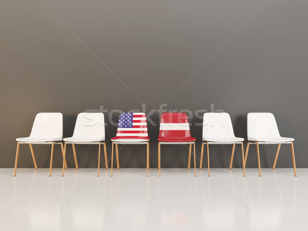 Chairs with flag of usa and latvia Stock photo © MikhailMishchenko