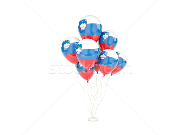Uçan balonlar bayrak Slovenya yalıtılmış beyaz Stok fotoğraf © MikhailMishchenko