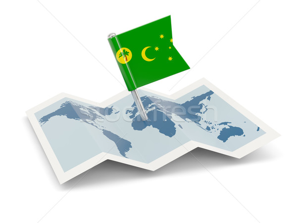 Map with flag of cocos islands Stock photo © MikhailMishchenko