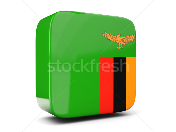 Placu ikona banderą Zambia 3d ilustracji odizolowany Zdjęcia stock © MikhailMishchenko