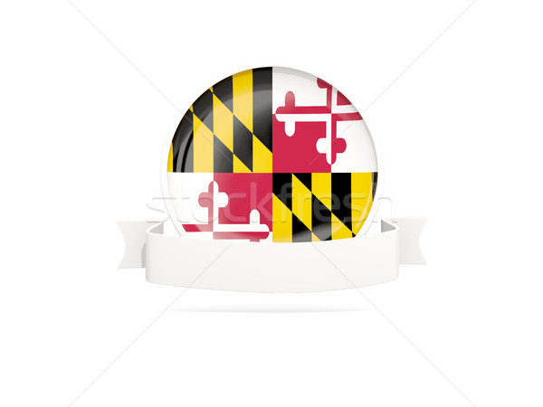 Stock photo: Flag of maryland with banner, US state round icon