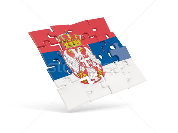 Bilmece bayrak Sırbistan yalıtılmış beyaz 3d illustration Stok fotoğraf © MikhailMishchenko