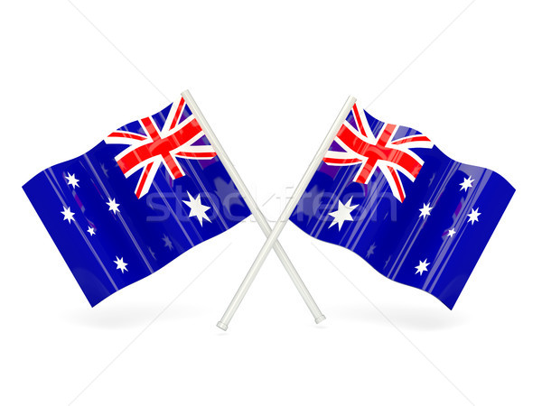Foto stock: Bandeira · Austrália · dois · ondulado · bandeiras · isolado