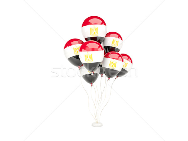 Vliegen ballonnen vlag Egypte geïsoleerd witte Stockfoto © MikhailMishchenko