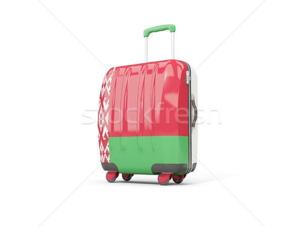 Stock photo: Luggage with flag of belarus. Suitcase isolated on white