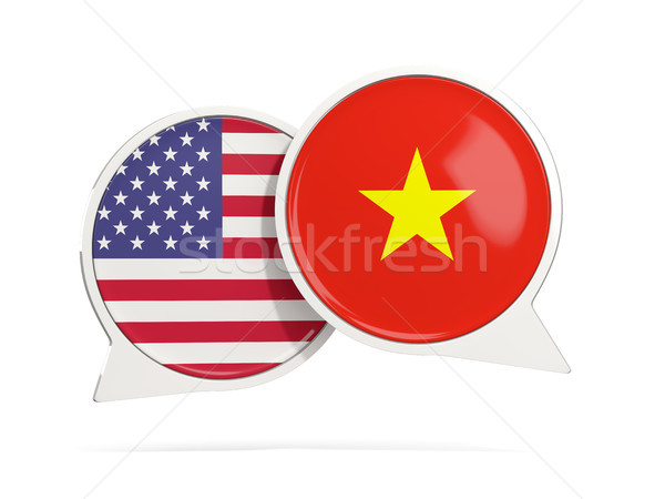 ストックフォト: チャット · 泡 · 米国 · ベトナム · 孤立した · 白