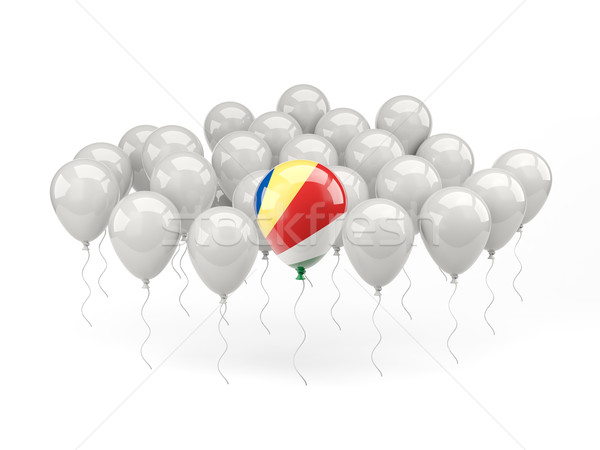 Powietrza balony banderą Seszele odizolowany biały Zdjęcia stock © MikhailMishchenko
