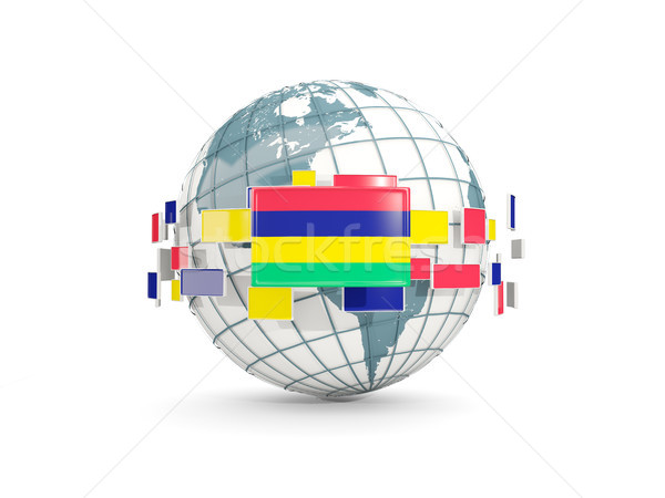 Сток-фото: мира · флаг · изолированный · белый · 3d · иллюстрации · карта