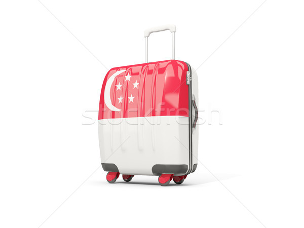Bagażu banderą walizkę odizolowany biały 3d ilustracji Zdjęcia stock © MikhailMishchenko