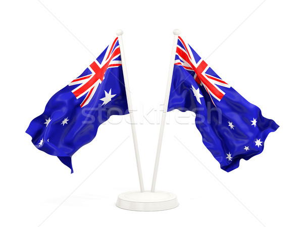 Dois bandeiras Austrália isolado branco Foto stock © MikhailMishchenko