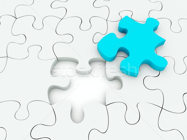 Puzzle játék kék szürke háttér csoport Stock fotó © MikhailMishchenko